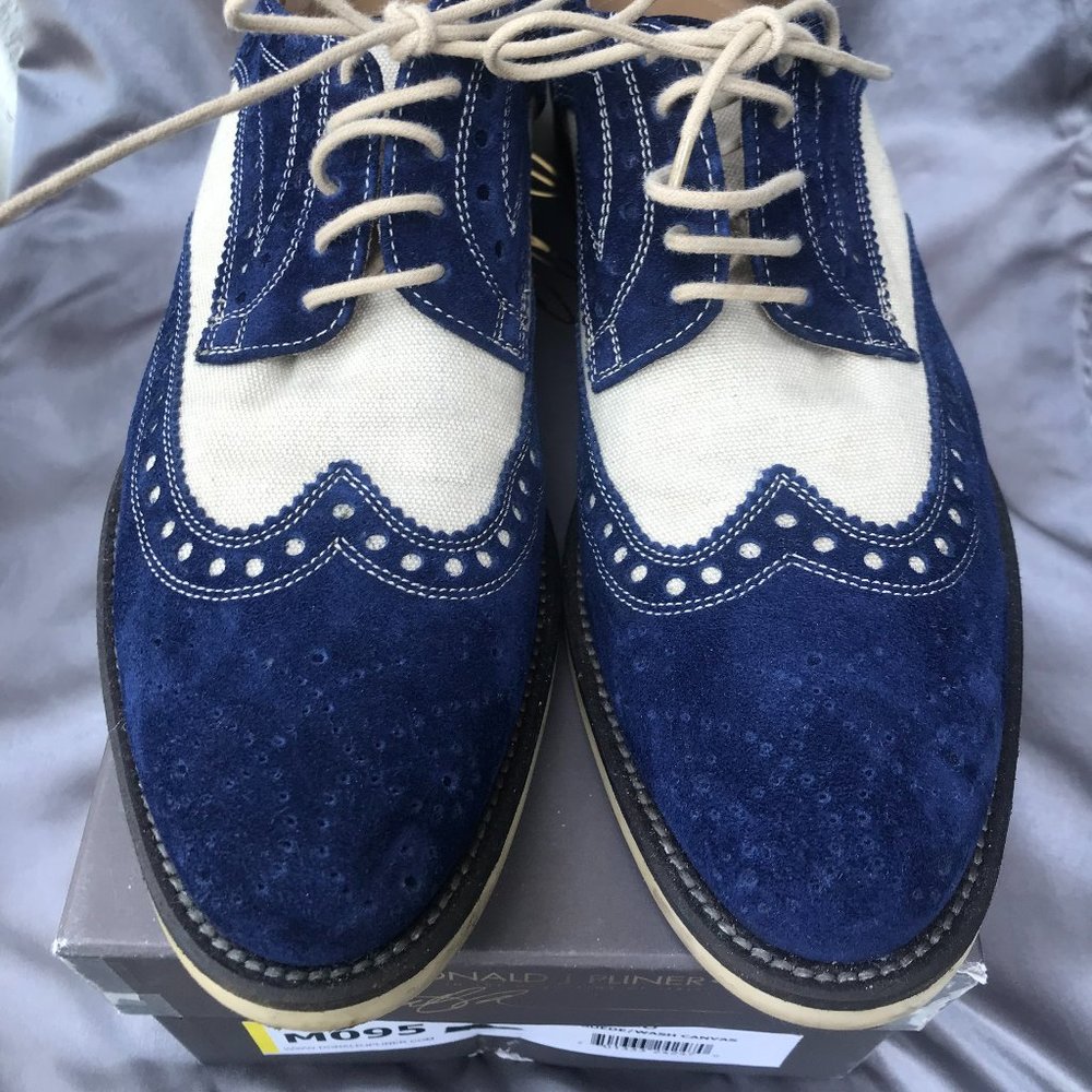 DONALD J PLINER - SPORT NAVY/SAND SUEDE/WASH CANVAS, 9.5M MEN'S